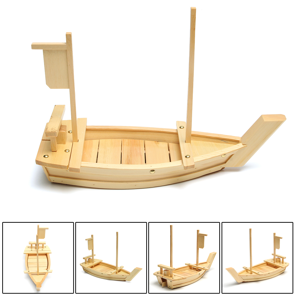 ACAMPTAR Plateau /à Sushi en Bois Assiette de Service Bateau Grand Taille 50Cm pour Restaurant