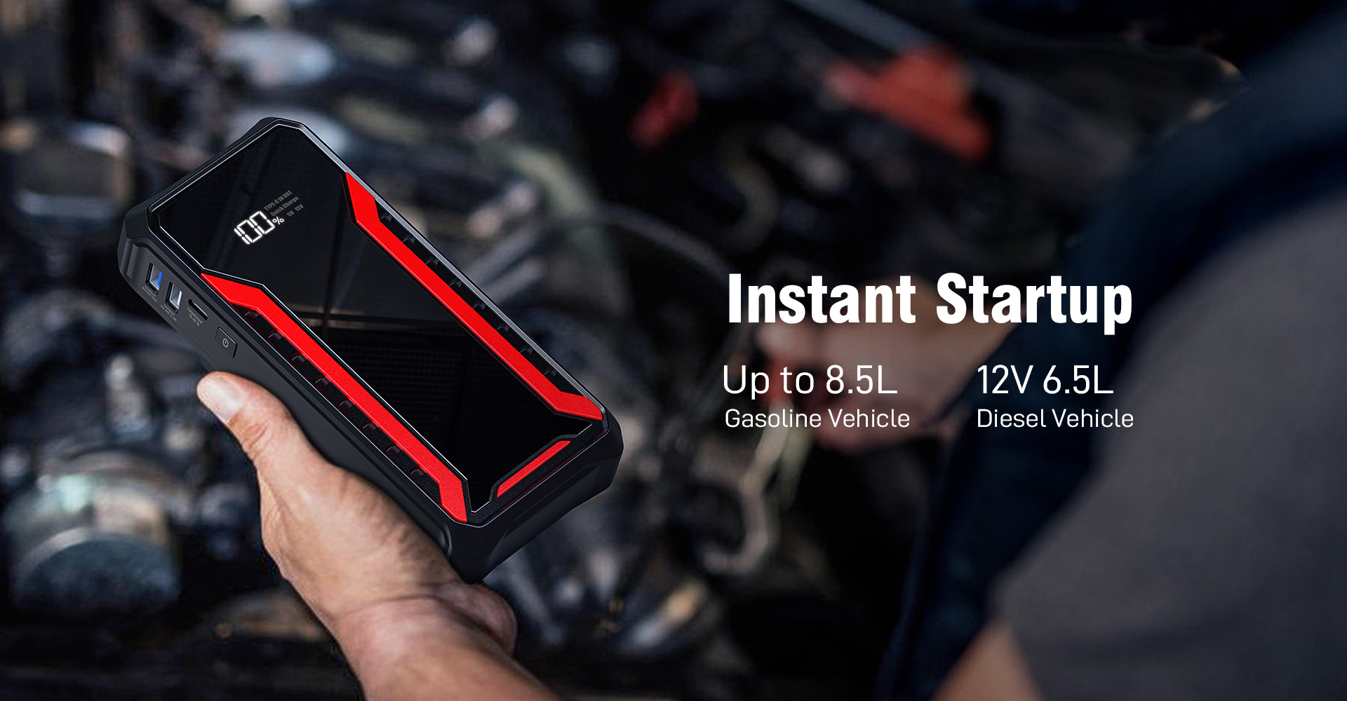Audew 1500A Peak 18000mAh Car Jump Starter for Up To 8.5L Gas or 6.5L Diesel Engines with 15W Wireless Quick Charging  Audew 1500A Peak 18000mAh Car Jump Starter for Up To 8.5L Gas or 6.5L Diesel Engines with 15W Wireless Quick Charging