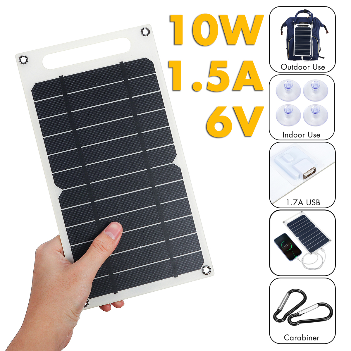 Panneau Solaire 10w Pour Quelle Batterie TEMPSA 6V 10W 1.5A Panneau Solaire Monocristallin Portable Chargeur USB