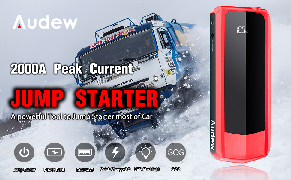 Audew 2000A Peak 20000mAh Jump Starter(Former 1500A)
