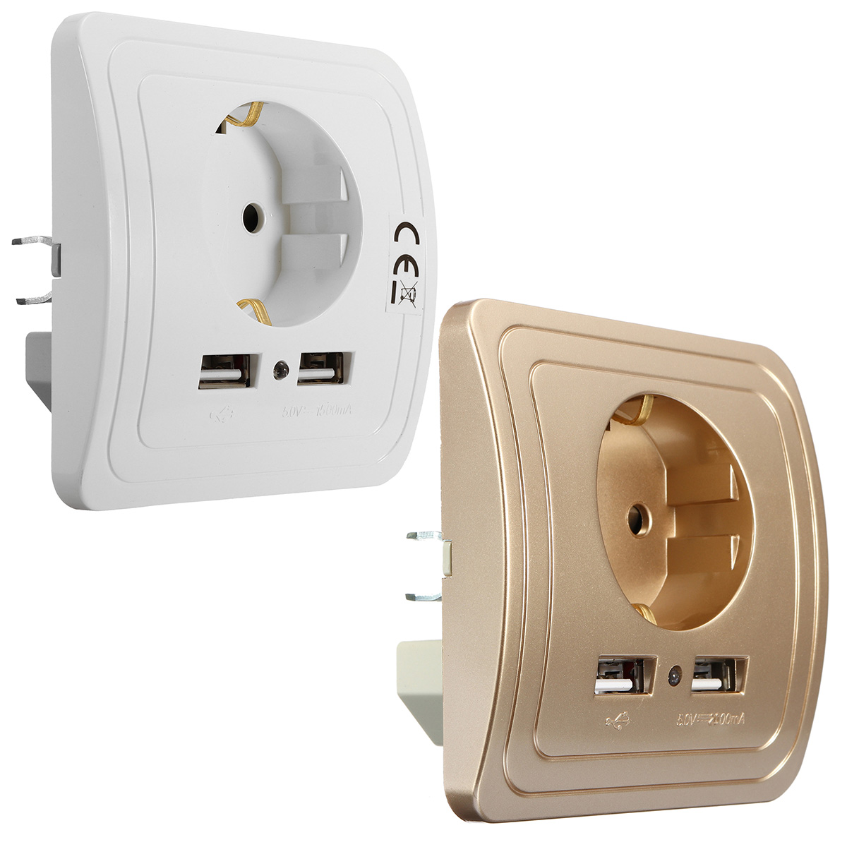 2pcs Prise Mural 2 USB Port Plaque Electrique 220V 16A à Adaptateur
