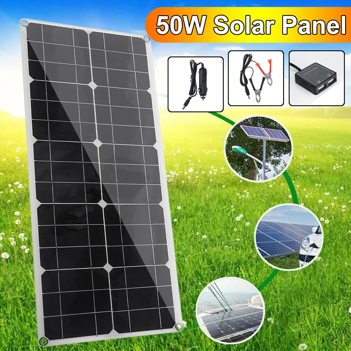 18V 5V 40W High-Efficiency Solar Panel Lightweight Outdoor  Portable Single-Crystal Power Panels