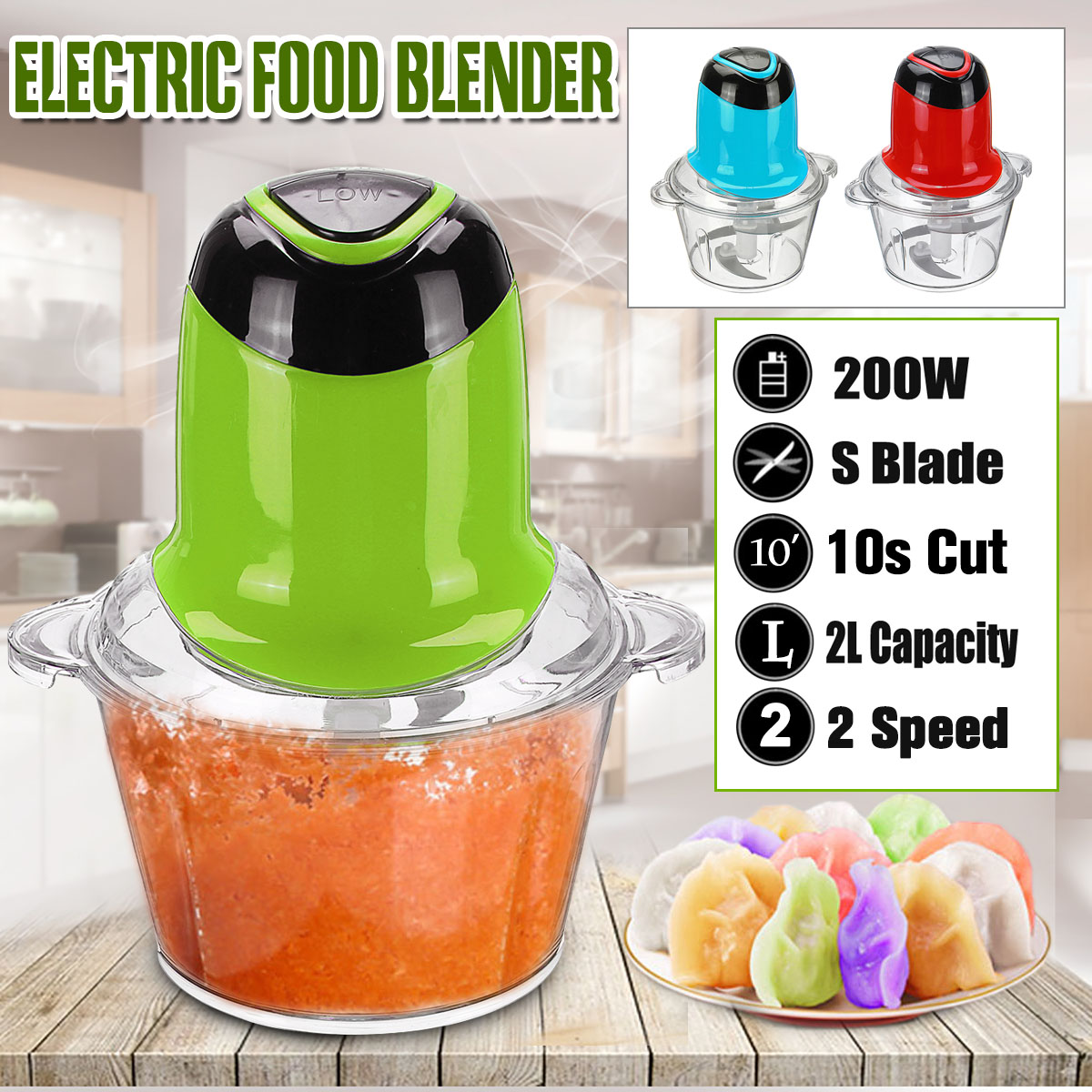 Hachoir Électrique Multifonction Avec Bol Verre 1.5L - 400W, 2 Niveaux de Vitesse, 4 Lames Hachoir Électrique Multifonction Avec Bol Verre 1.5L - 400W, 2 Niveaux de Vitesse, 4 Lames