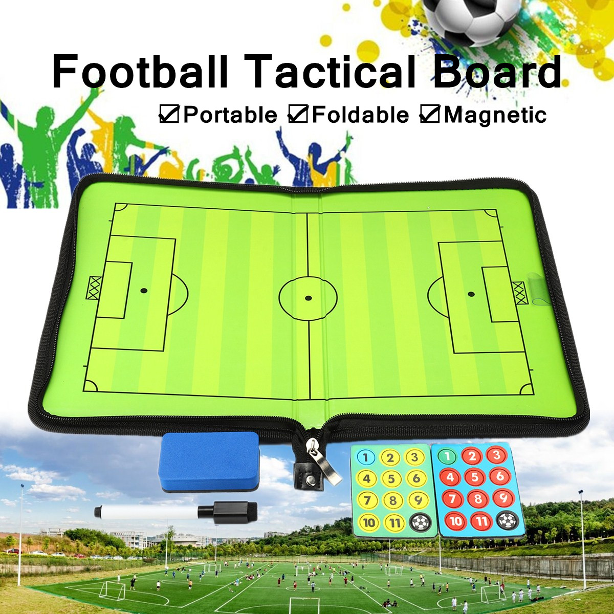 Tableau tactique de football magnétique Kangsong KSE-007A 42x27cm en cuir Alibab Tableau tactique de football magnétique Kangsong KSE-007A 42x27cm en cuir Alibab