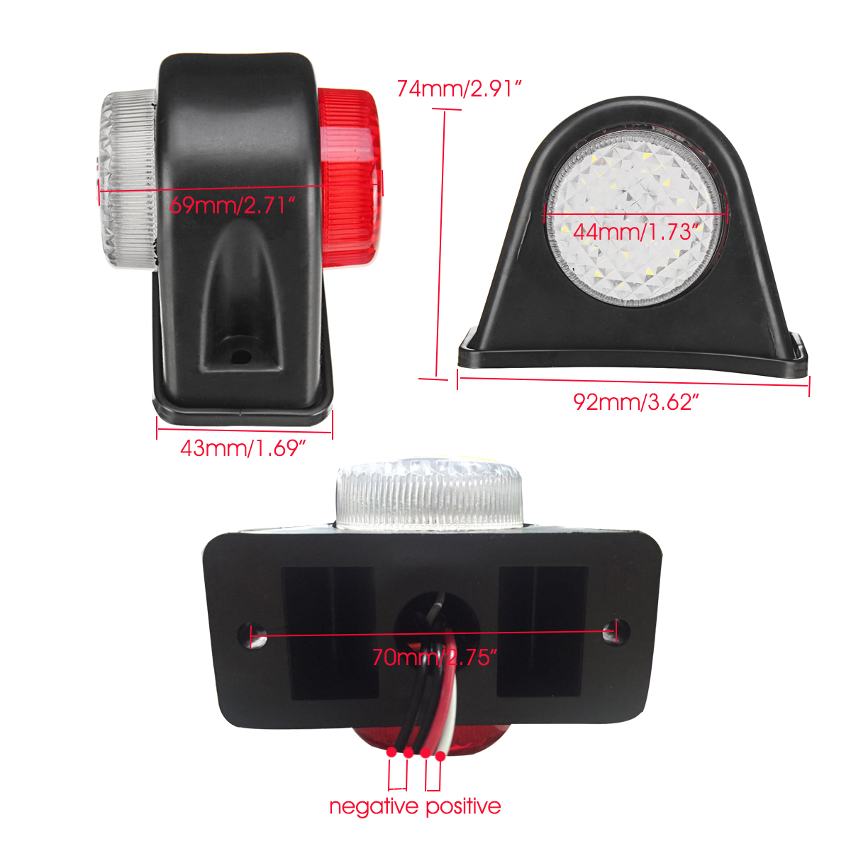2 Feux De Position Latéraux LED 24V Pour Camion/voiture - 4 LEDs Par Feu - Indicateur Latéral Pour Poids Lourds