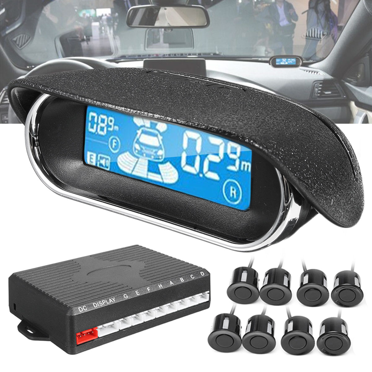 8 Capteur Sonde Radar Voiture Parking LCD Arrière/Avant Stationnement ...