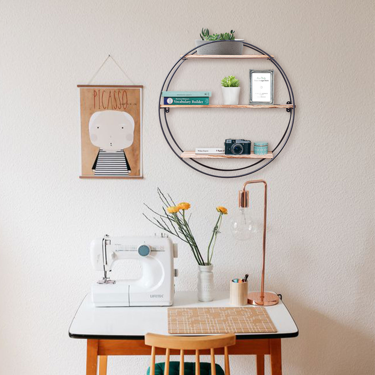 KINGSO Rustic Wood Wall Floating Shelves Display