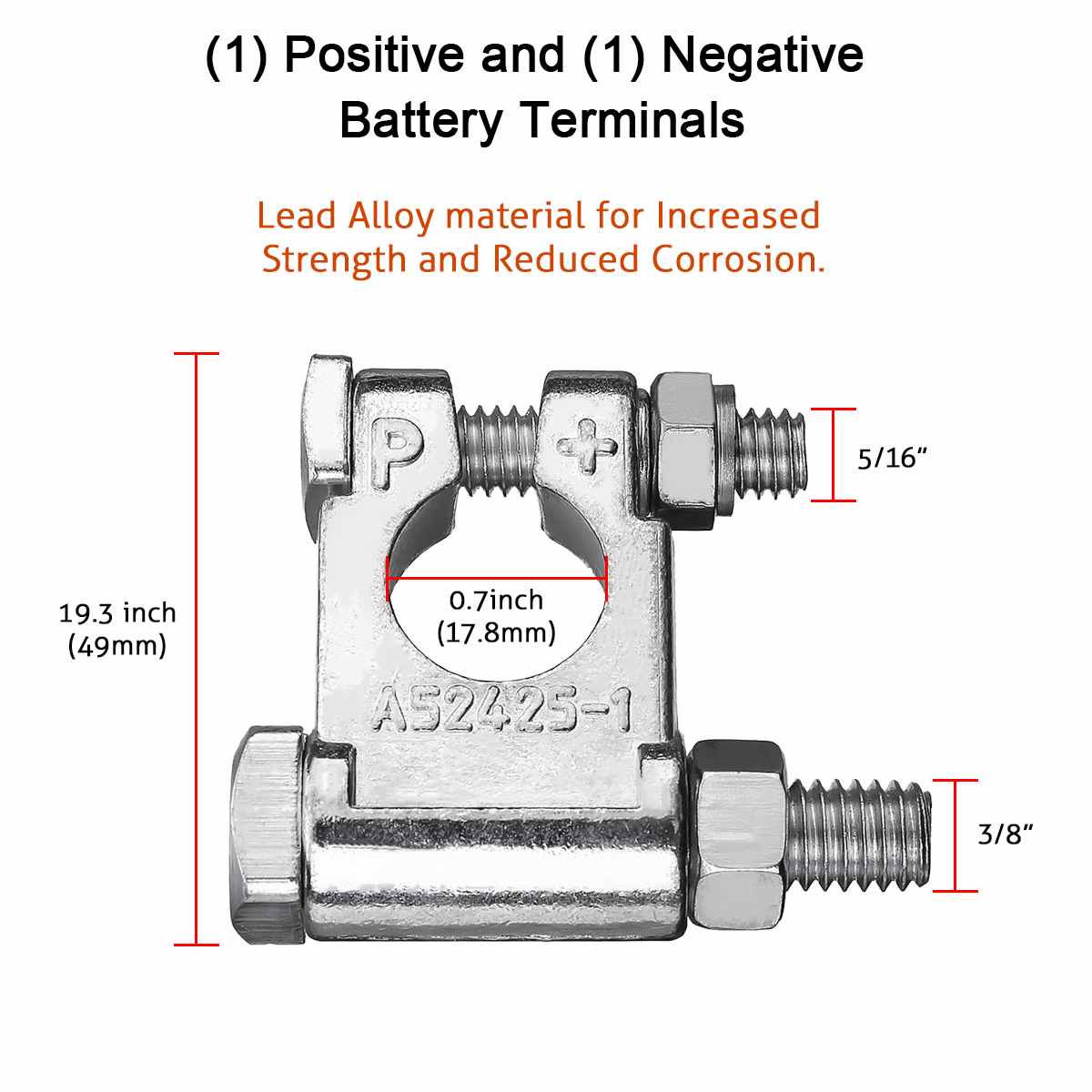 Audew A52425 Military Spec Battery Terminal Top Post for Car/Marine/Boat/RV/Vehicles