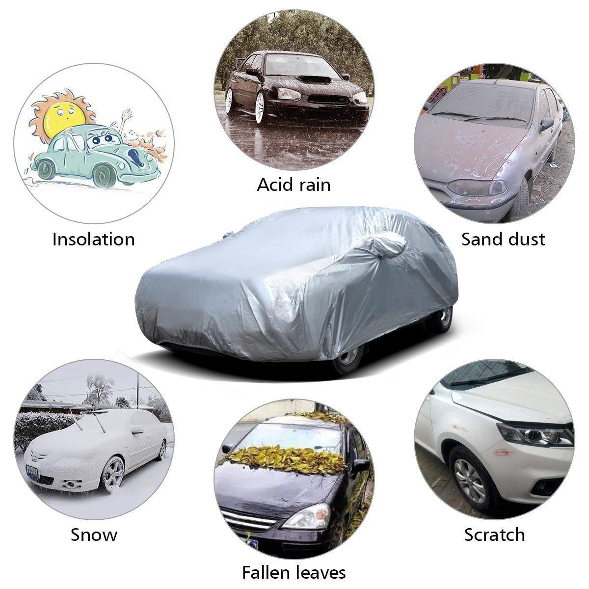 Audew UV Protection/Waterproof Car Cover, 190T Polyester Fabric