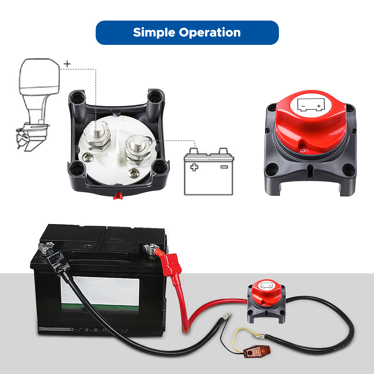 A Scorpiuse 12V/24V Battery Switch Battery Power Cut On/Off Master Switch Disconnect Isolator for Car RV and Boat Vehicle 