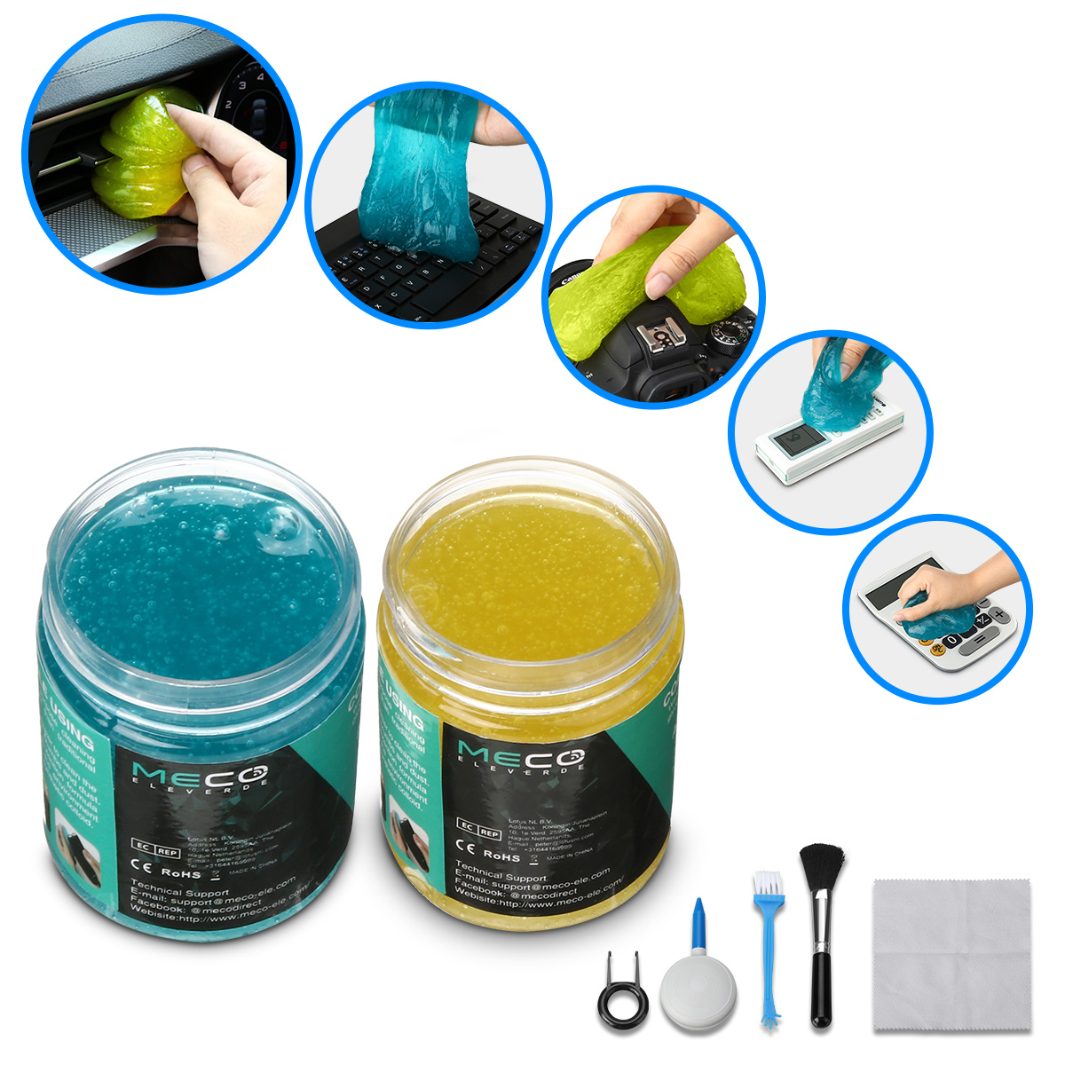 MECO Cleaning Gel Universal, Dust Cleaner Gel with 5 Keyboard Cleaning Set, Deta
