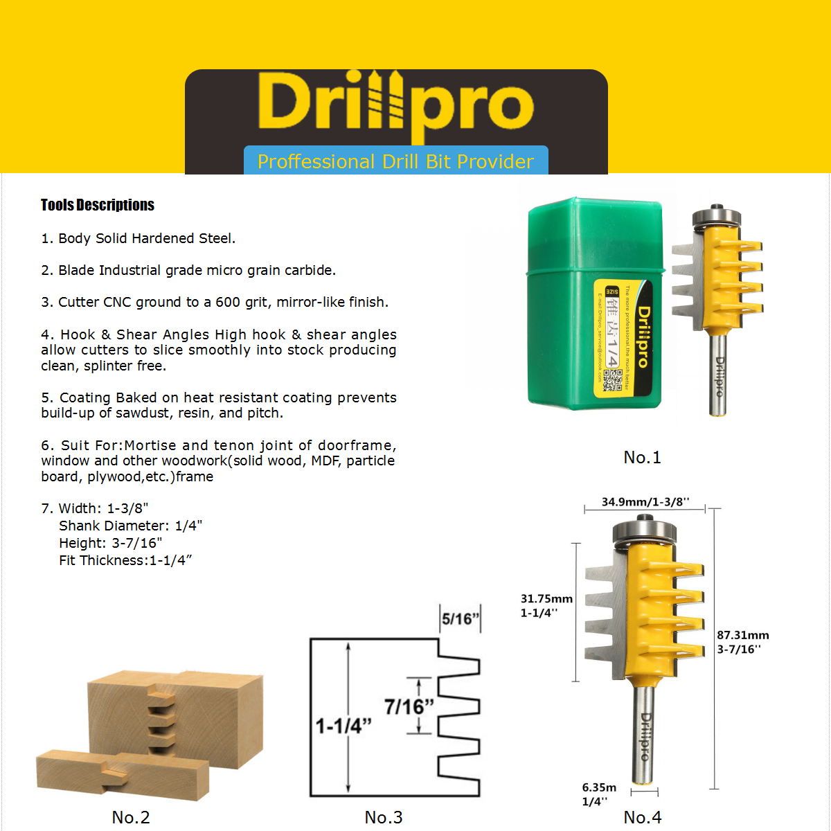 drillpro router bit product discription