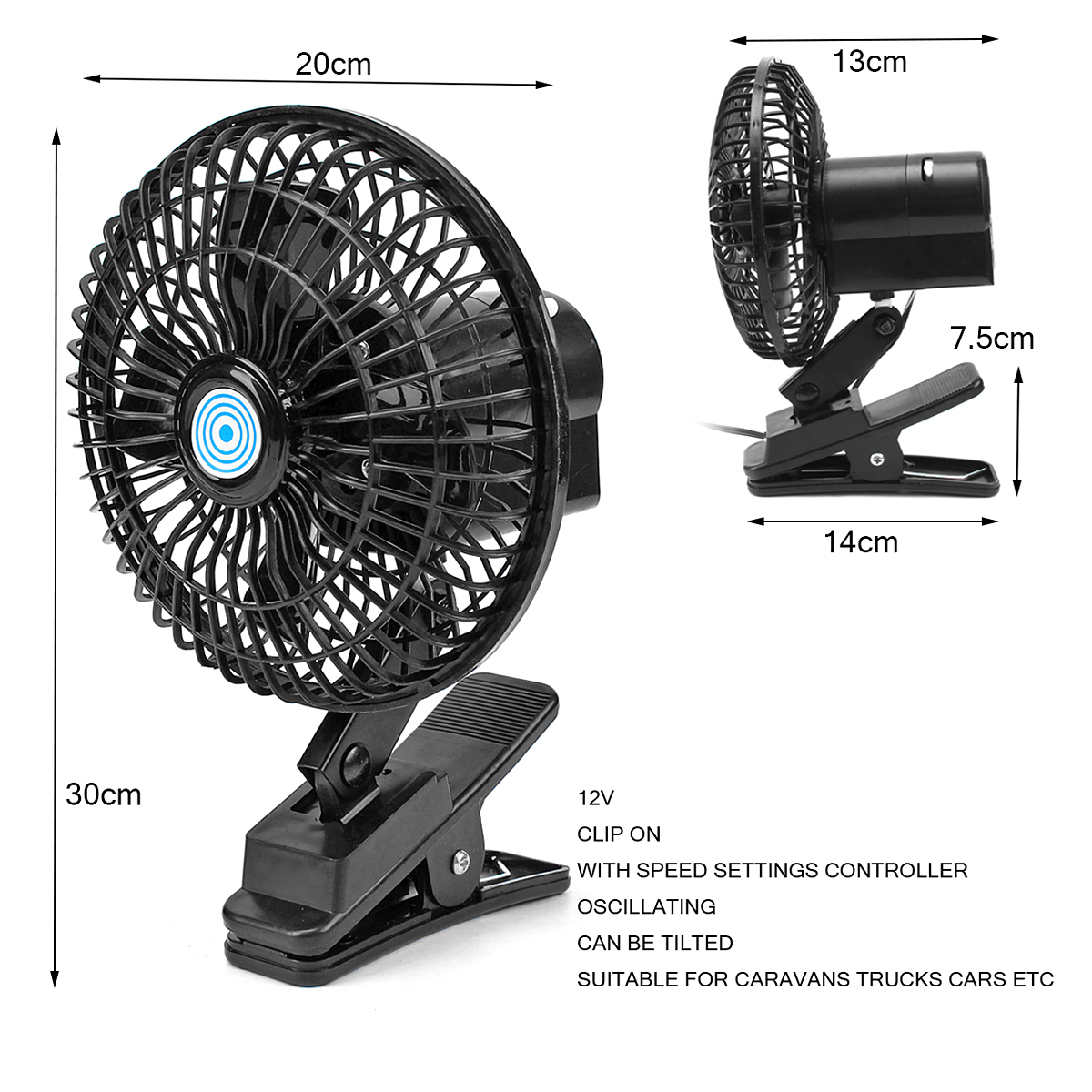 NEUFU Ventilateur Oscillant sur Clip 12V 2Vitesses Airflow Pr Home Bateau Camion Caravane NEUFU Ventilateur Oscillant sur Clip 12V 2Vitesses Airflow Pr Home Bateau Camion Caravane