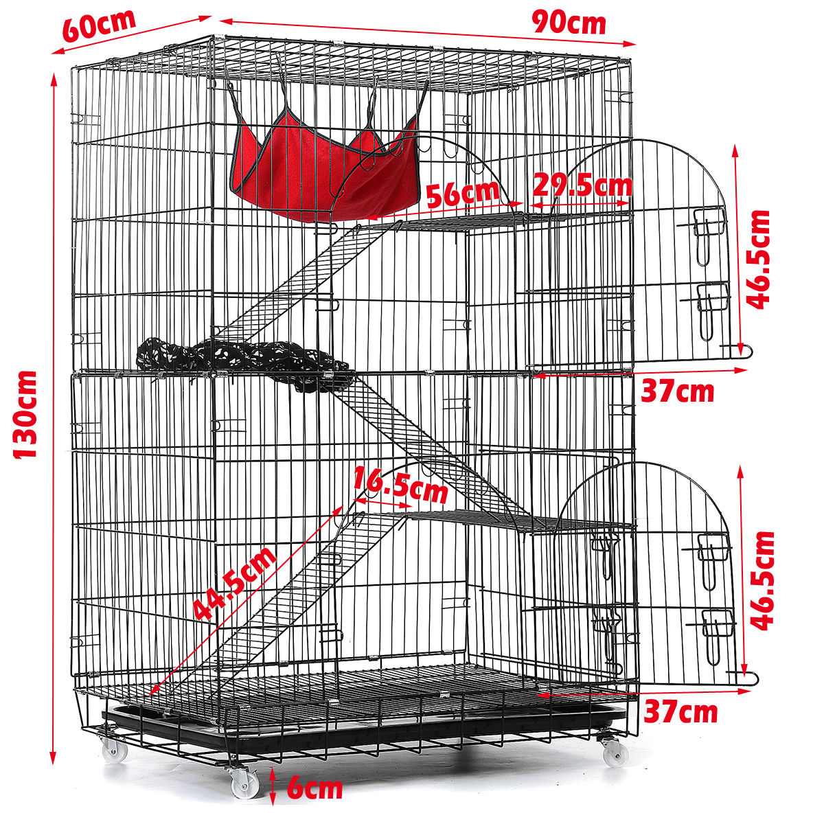 TOOCA 4-Tier Cat Cage Cat Kennel Black Wire Cat Condo Cat House