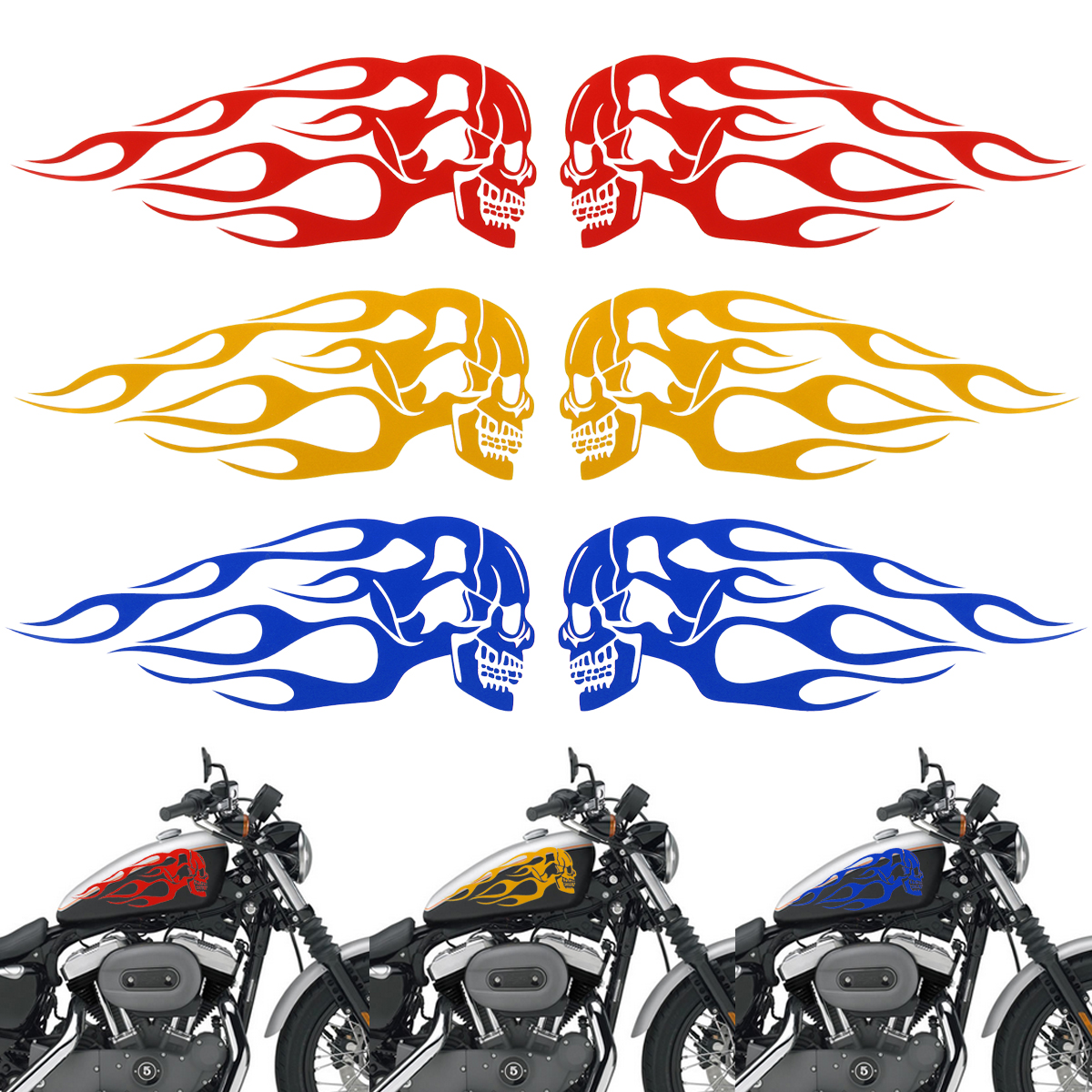Moto R/éservoir de carburant autocollant nouvelle voiture moto r/éservoir autocollant autocollants 3D en fibre de carbone diable Skull Logo Protect Pad du r/éservoir de carburant Accessoires Moto Racing