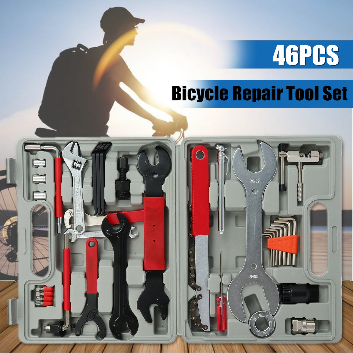 TEMPSA 46 pcs Vélo Outil de Réparation Kit Portable VTT Bricolage