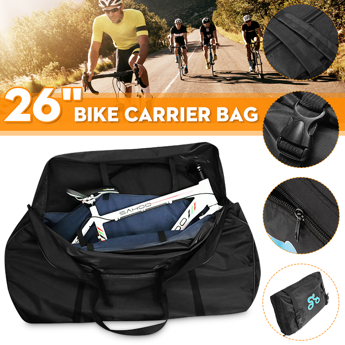 Sac de Transport de Vélo VTT 26 Pouce Pliant Étanche Antidéchirure 130 X 25 X 82 cm