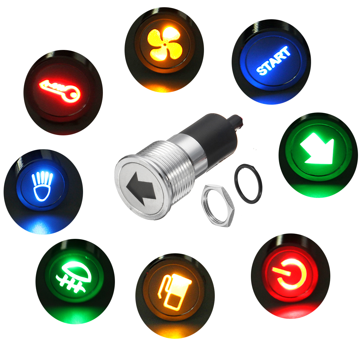 TEMPSA LED 12V 16mm Voiture Feu Avertissement Panneau de Tableau Bord