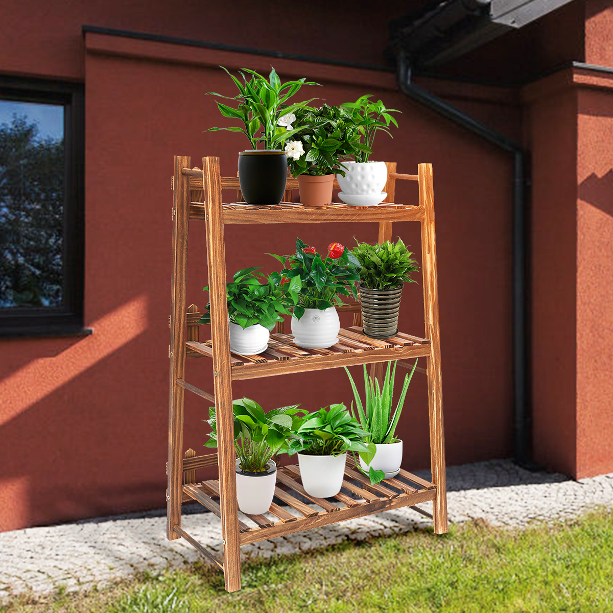 Plant Stand Bonsai Display Rack Storage Wooden Shelf Household 3 Tiers ...