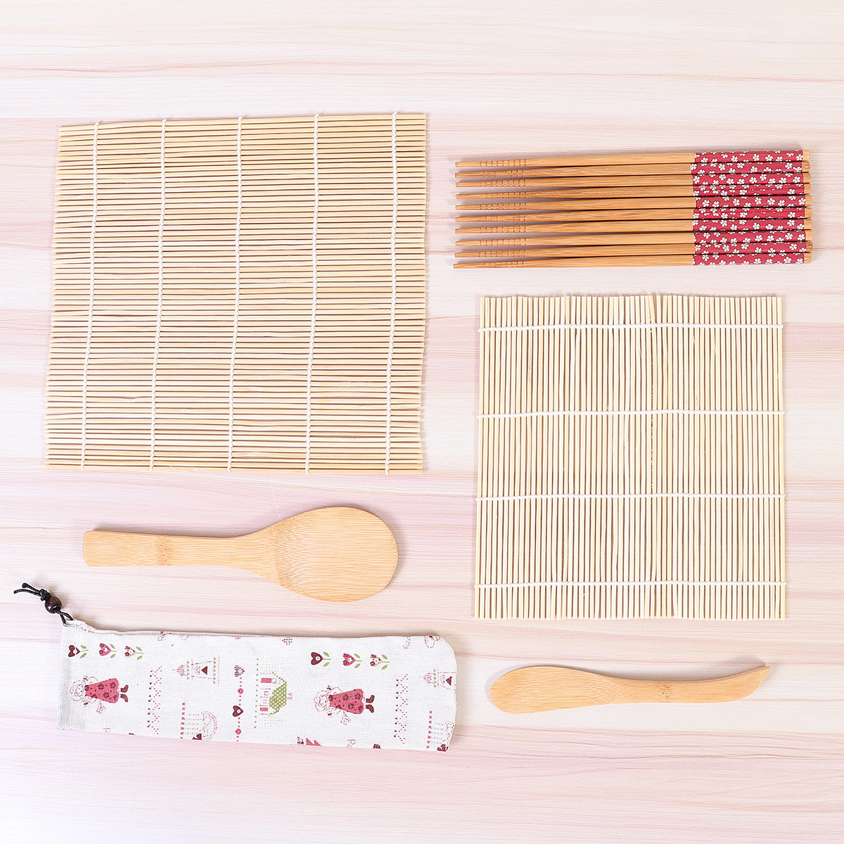 Горячие 9pcs / set sushi roller bamboo mat spoon палочки для приготовления пищи (Фото 4) Кухонные ножи и прочие приборы Горячие 9pcs / set sushi roller bamboo mat spoon палочки для приготовления пищи (Фото 4)
