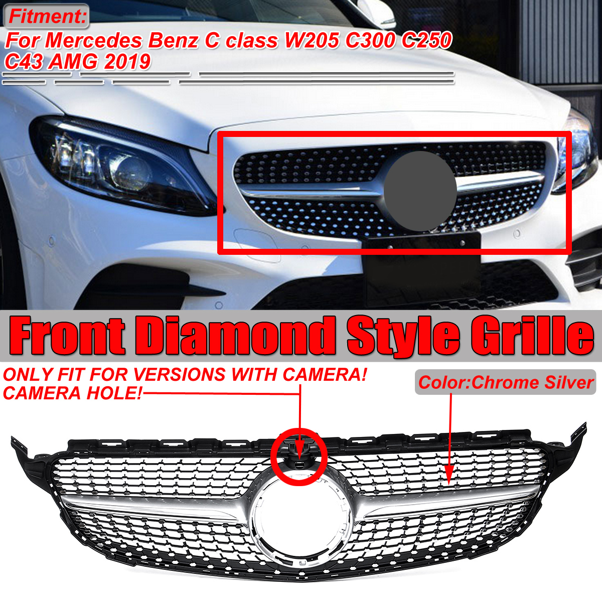 grille de calandre avant de pare choc pr mercedes benz c classe w205 c300 c250 c43 amg 2019 achat vente capot grille grille avant pour mercedes cdiscount eur