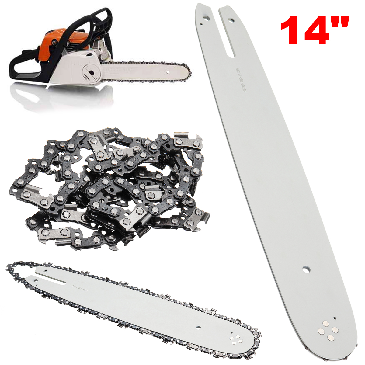 8TEN Vollmeißel Sägekette 14 Zoll – Passend Für Stihl MS170, MS180, MS210 U.a. (50DL, .043, 3/8 LP)
