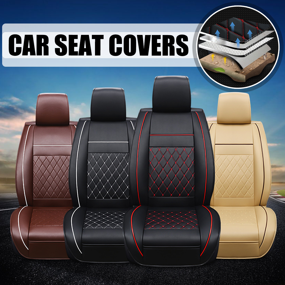 Housse De Siège Auto Universelle Imperméable - Simili Cuir Noir, Marque AUTONET, Référence TP471EPN, Neuf