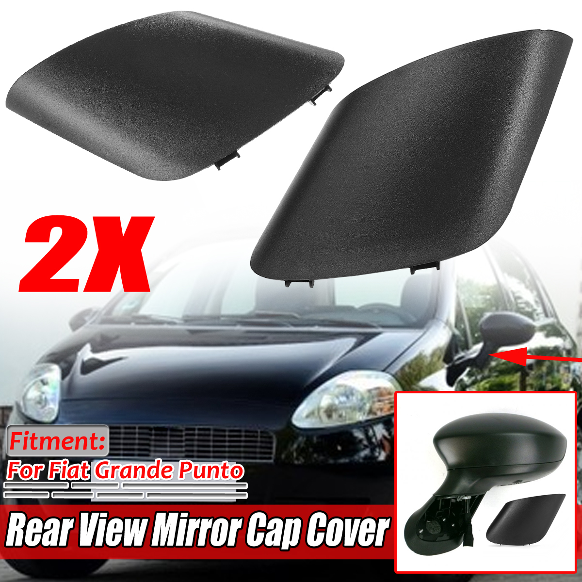 NEUFU Cache de remplacement rétroviseur gauche + droite Pour Fiat Grande Punto Cdiscount Auto