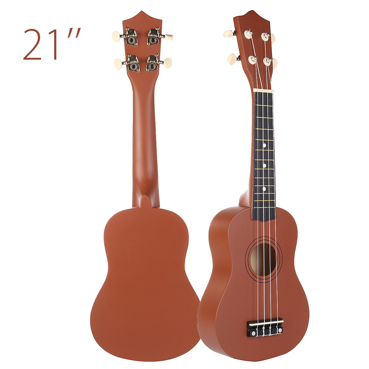 21Pouce Marron Ukulélé Soprano Uke Hawaii Guitare Bois 12 Frettes+Tuner