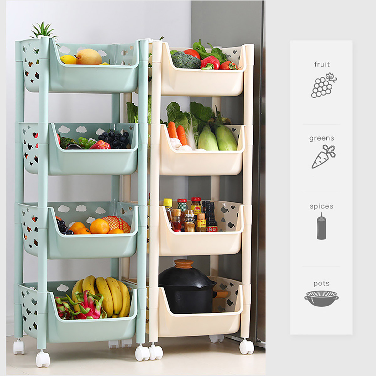 TEMPSA Chariot de service Roulette Desserte de Cuisine pour Légumes