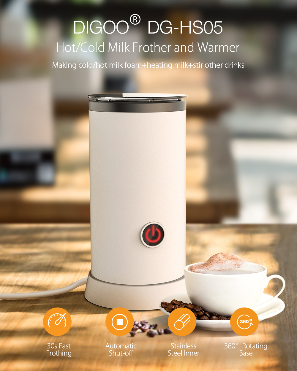 550W Electric Milk Frother Machine Warmer Automatic Milk Fast