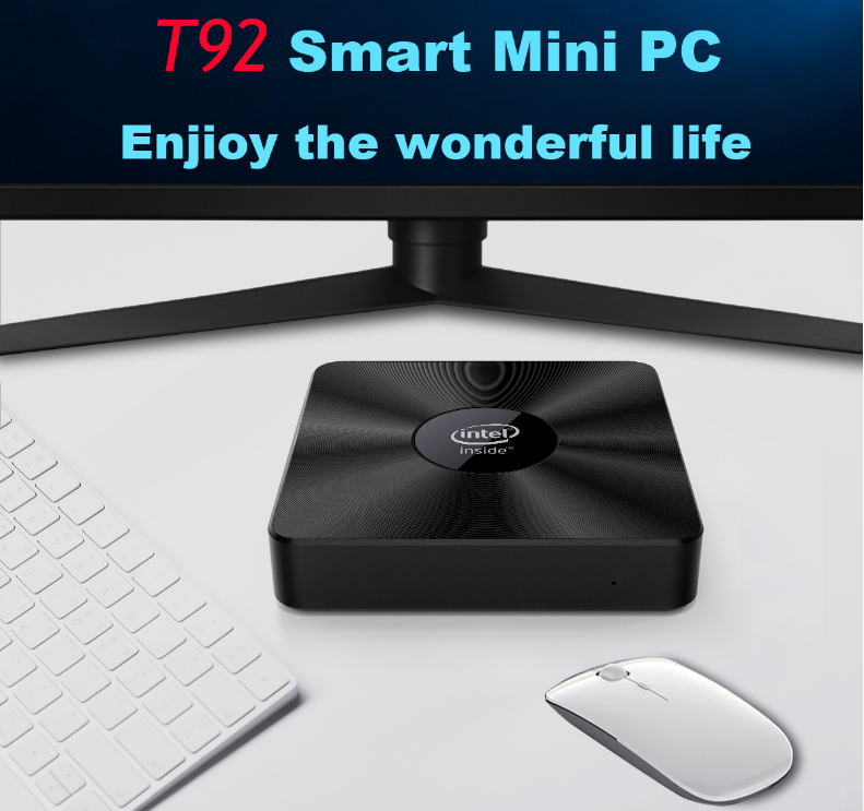 T92 Mini PC Intel Atom Z8350 4GB DDR3 64GB eMMC Quad Core 1.44GHz to 1.92GHz Desktop Computer