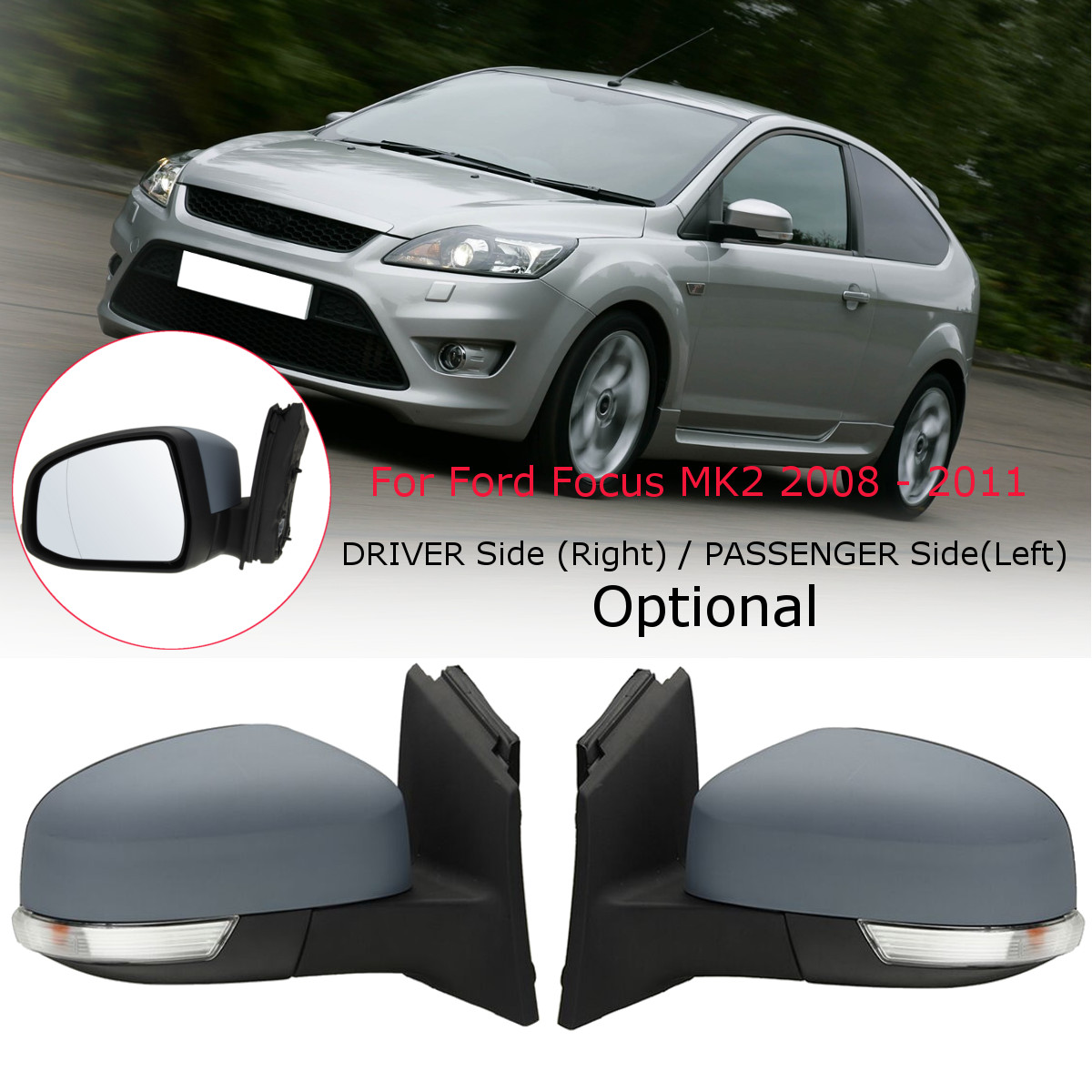 Ford Focus Mk2 2008-2011 Porte Miroir Électrique amorcé Paire Gauche /& Droite