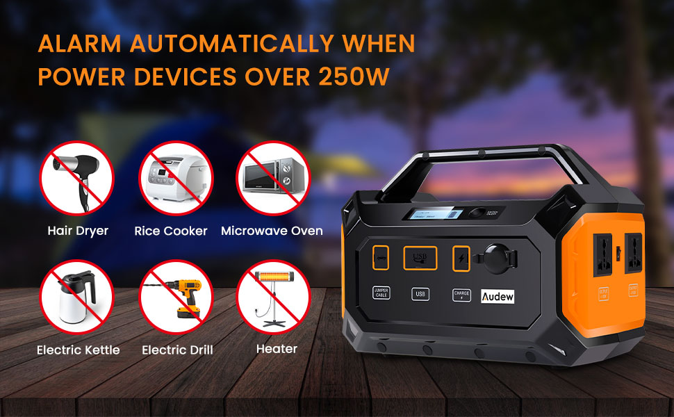 Audew 81000mAh 300Wh Solar Generator Power Station with 110V/250W Pure Sine Wave AC/DC/QC 3.0 (Model: DP300)  Audew 81000mAh 300Wh Solar Generator Power Station with 110V/250W Pure Sine Wave AC/DC/QC 3.0 (Model: DP300)