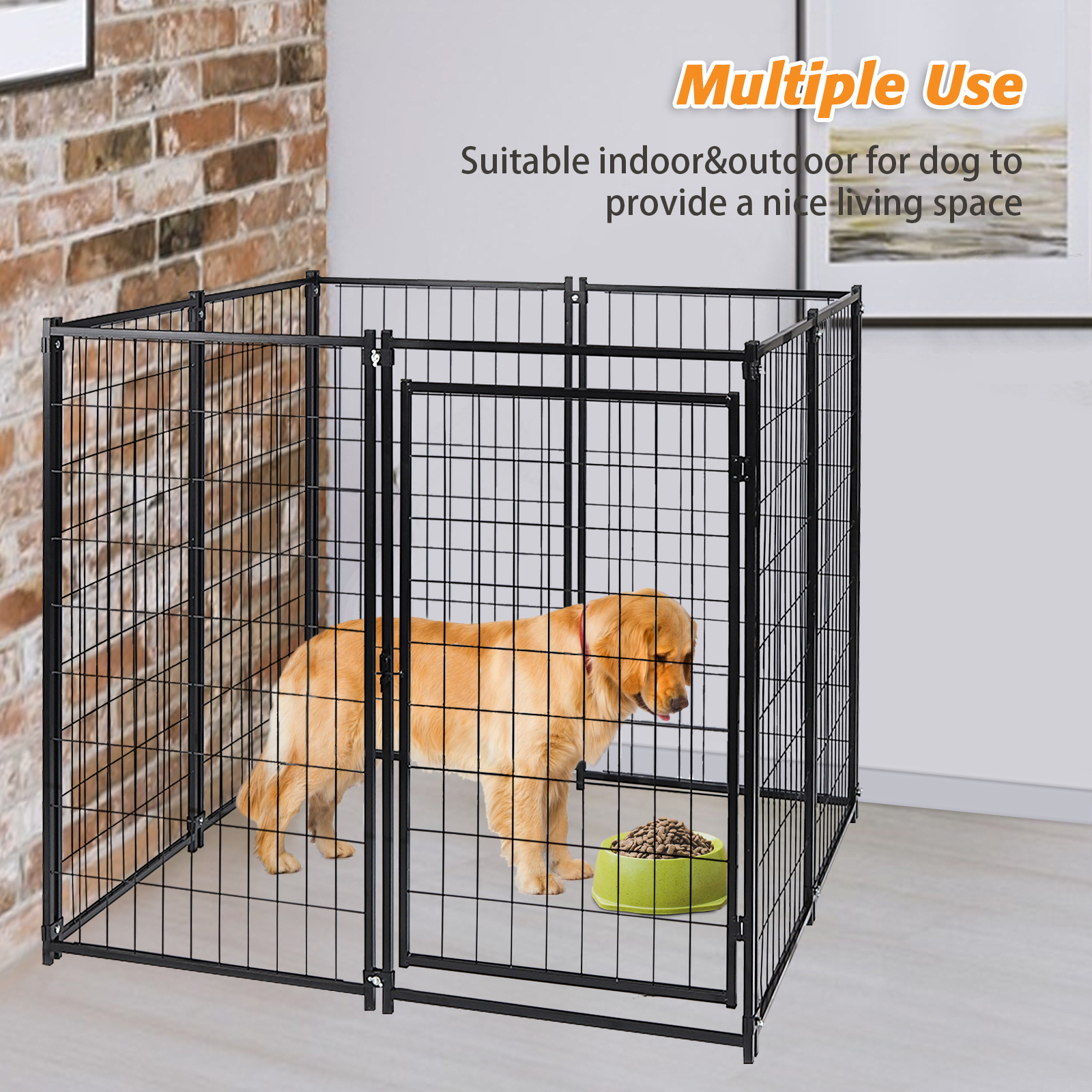 4'x4.2'x4.5'Outdoor Metal Dog Kennel for Large/Medium/Small Animal Run with UV Protective Cover & Invisible Lock 4'x4.2'x4.5'Outdoor Metal Dog Kennel for Large/Medium/Small Animal Run with UV Protective Cover & Invisible Lock