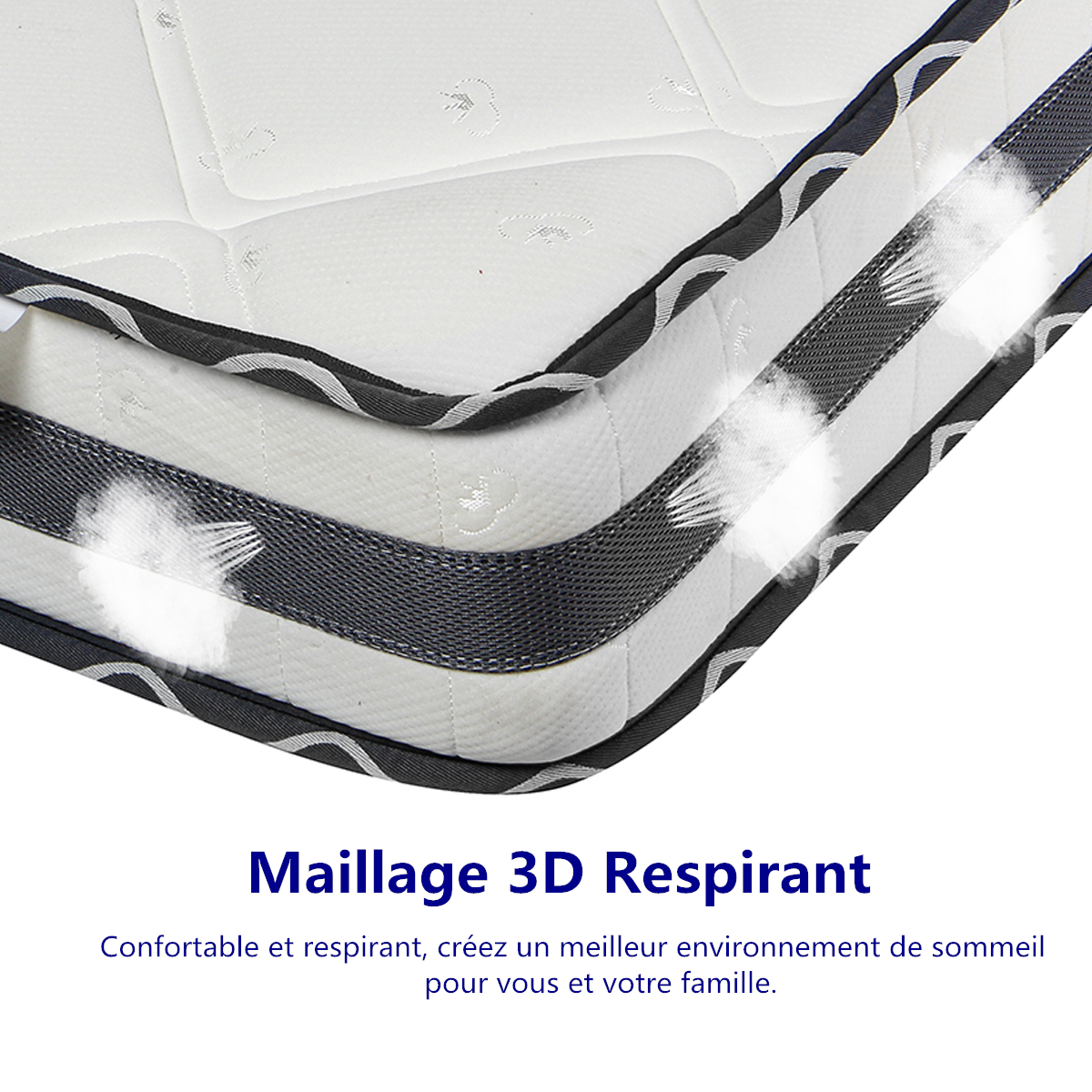 Matelas mémoire de forme 140x190 cm épaisseur 20cm Cdiscount Maison