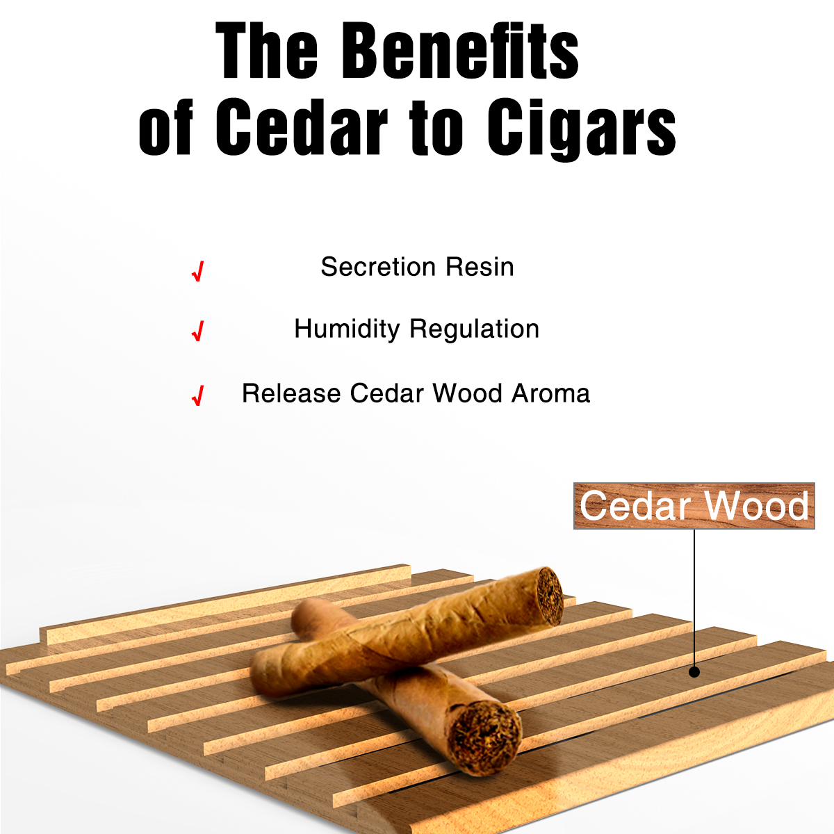 Audew Cigar Cooler Humidor Spanish Cedar Wood 300 Capacity