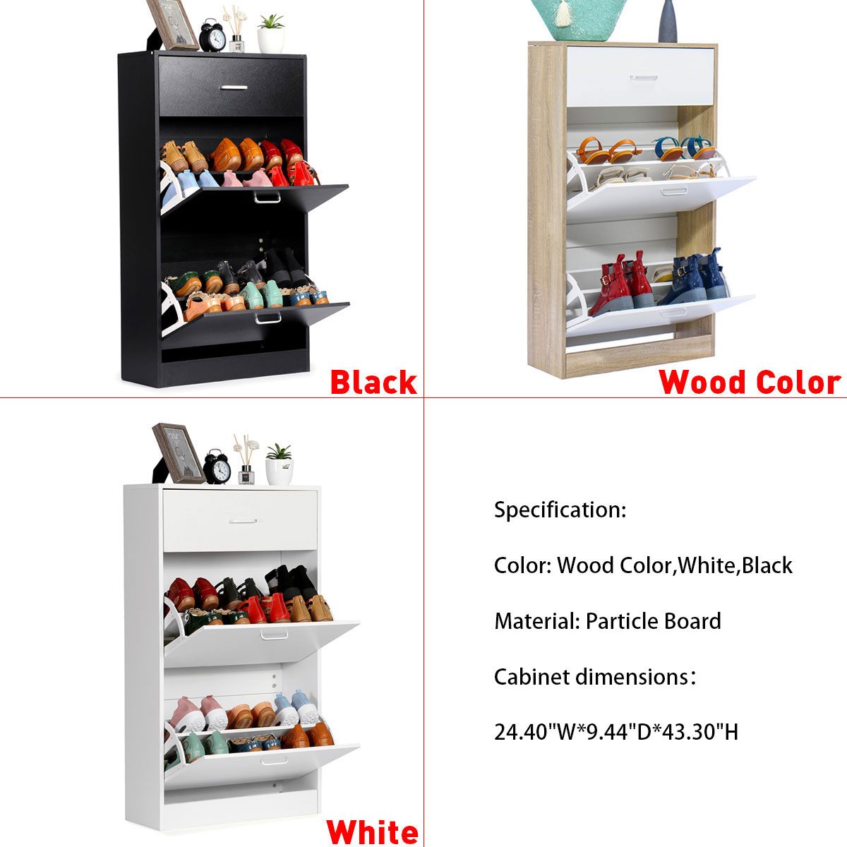 Royal K Meuble à Chaussures Rotative avec 1 TiroirContemporainL 62cm