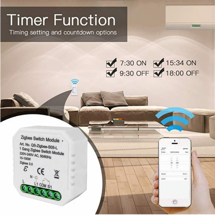 220-240V Tuya Smart Life ZB Dimming Switch Smart Home Modification Module without Neutral 9