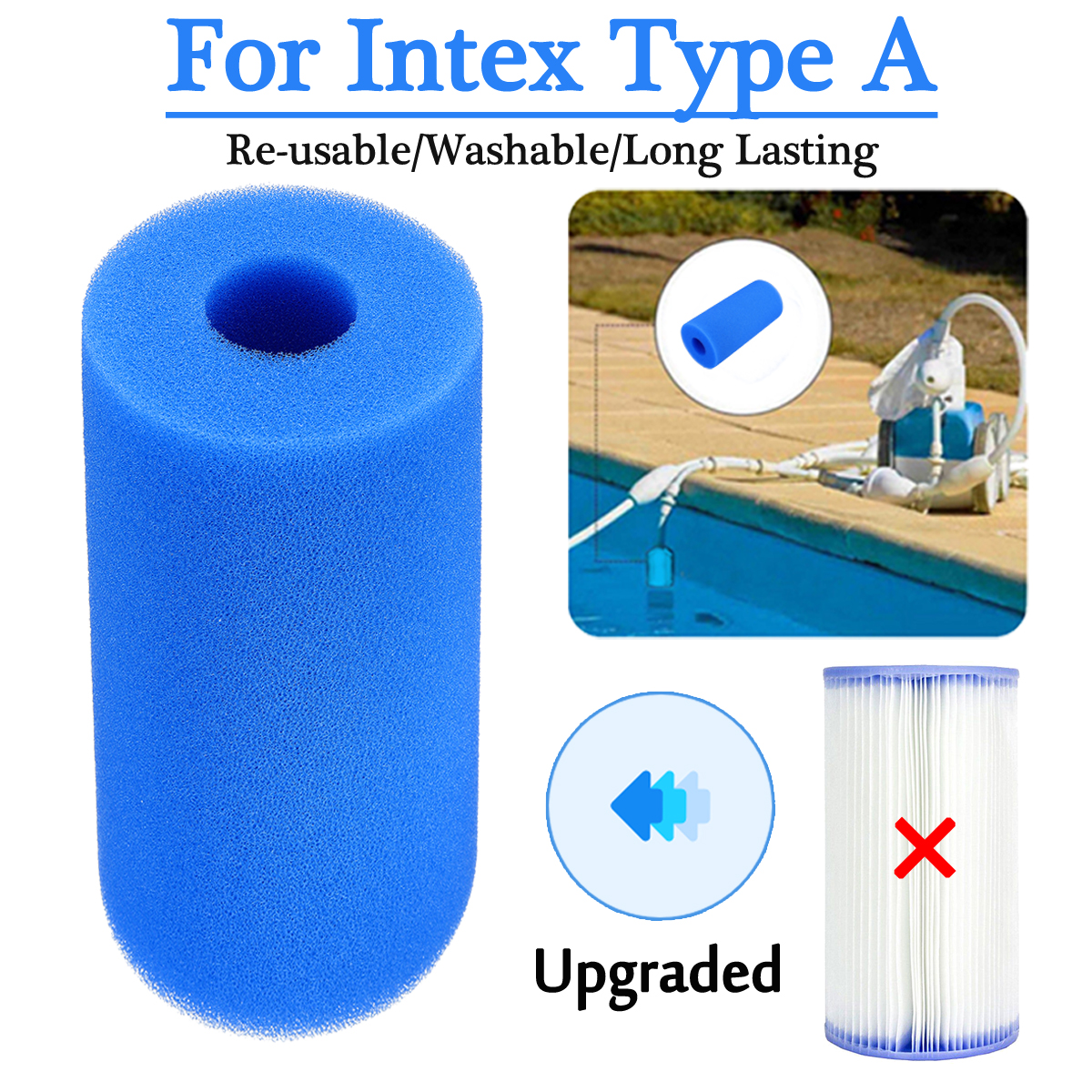 Pour Intex Pure Spa Réutilisable/Lavable Mousse Filtre Cartouche S1 Type 2pcs 
