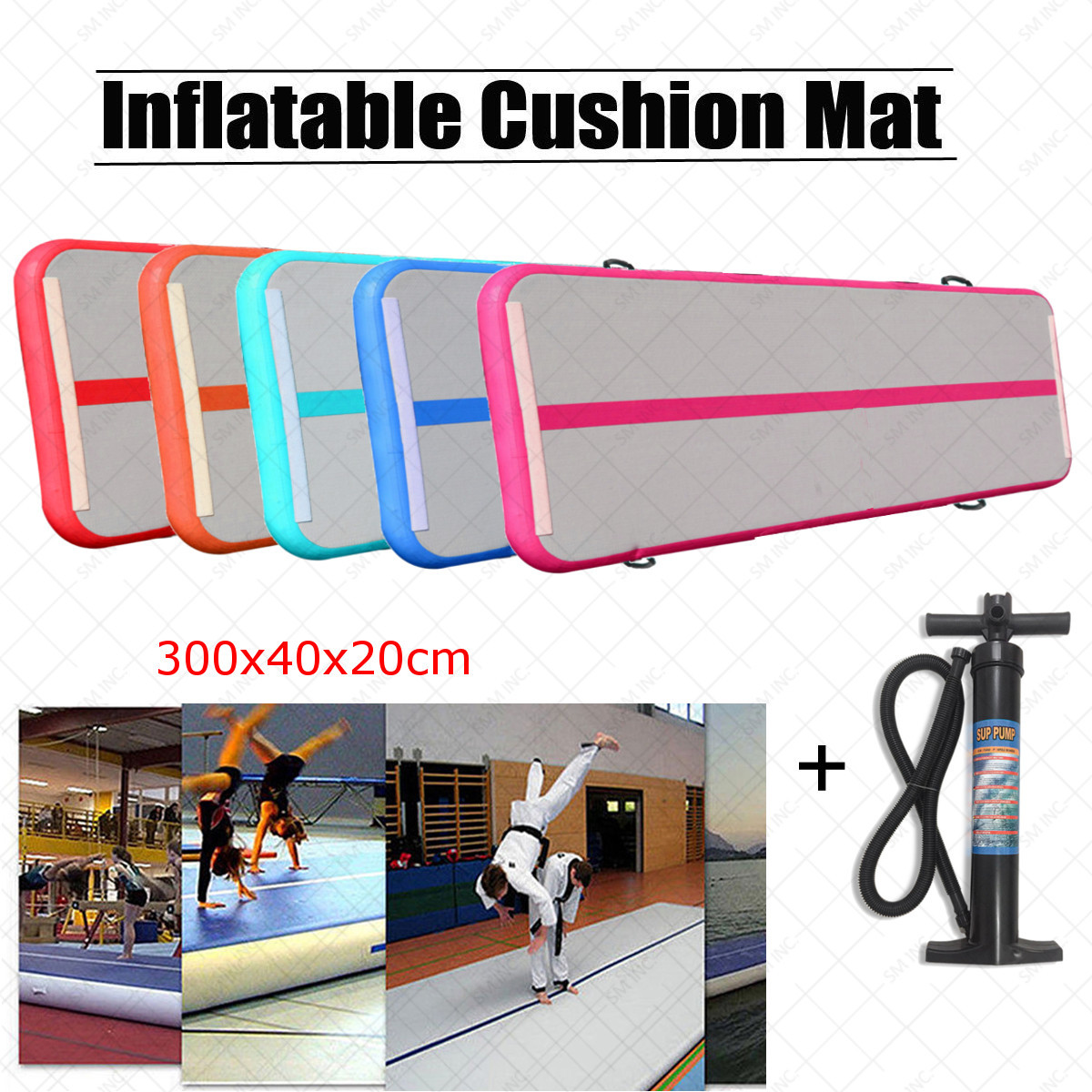 Tapis Gonflable Air Track MSPORTS 10 Cm D'Épaisseur - Pour Gymnastique, Tumbling, Yoga - 5 Tailles (2 à 6 M) Et 4 Couleurs