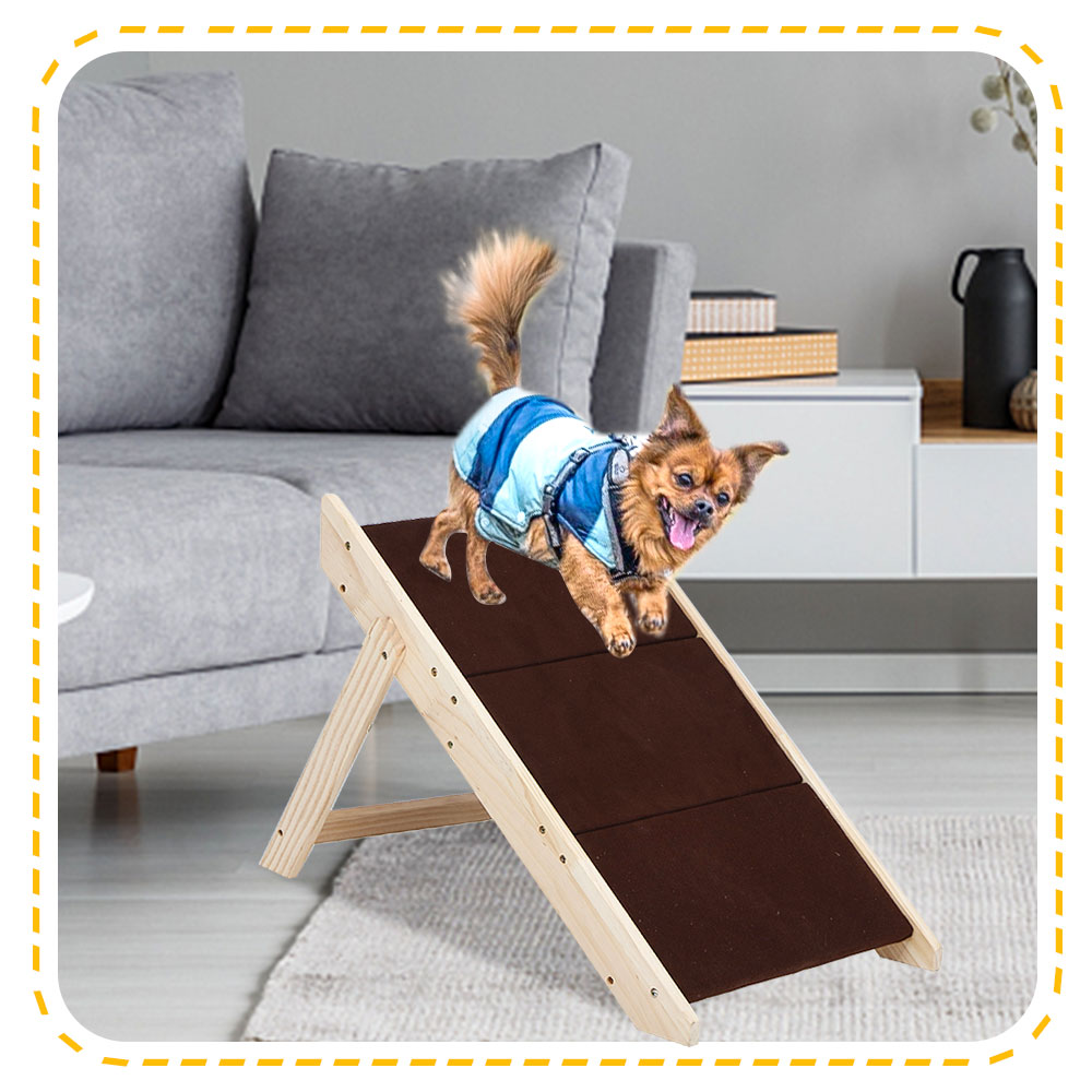 Dog Stairs Wooden Pet Stairs Foldable Dog Ramp 3Levels Dog Steps for