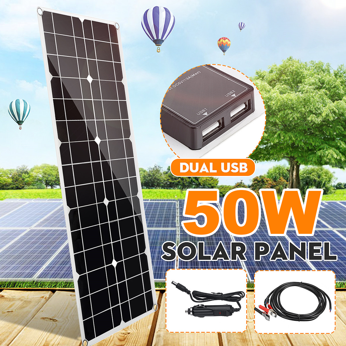 18V 5V 40W High-Efficiency Solar Panel Lightweight Outdoor  Portable Single-Crystal Power Panels
