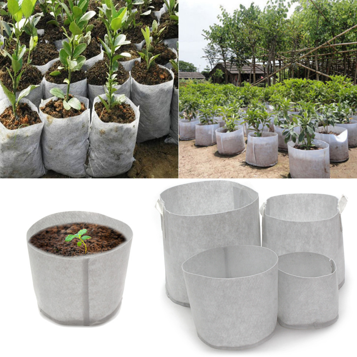 TOPTW Set 10pcs Sac de Plantation Poche Plante Arbre Pépinière Pot En Tissu Jardin 20x15CM sans