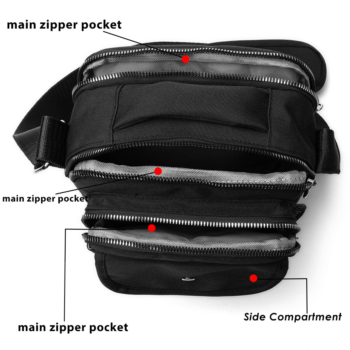 JOSEKO MultiPocket Crossbody Bag Small Nylon Women Purse Lightweight