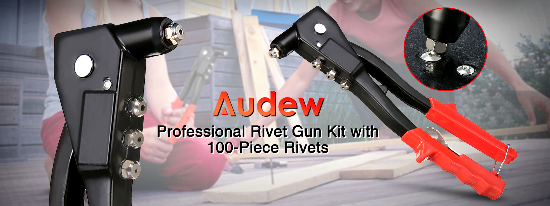 Audew 100-Piece Professional Hand Rivet Gun Kit Audew 100-Piece Professional Hand Rivet Gun Kit