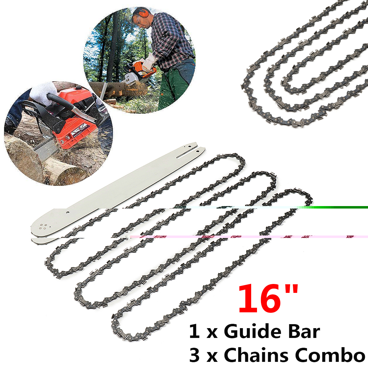Guide Tronçonneuse 22 Pouces (55 Cm) + Chaîne 85 Maillons Pas .325" – Compatible GT Garden, Greencut, Fuxtec & Plus