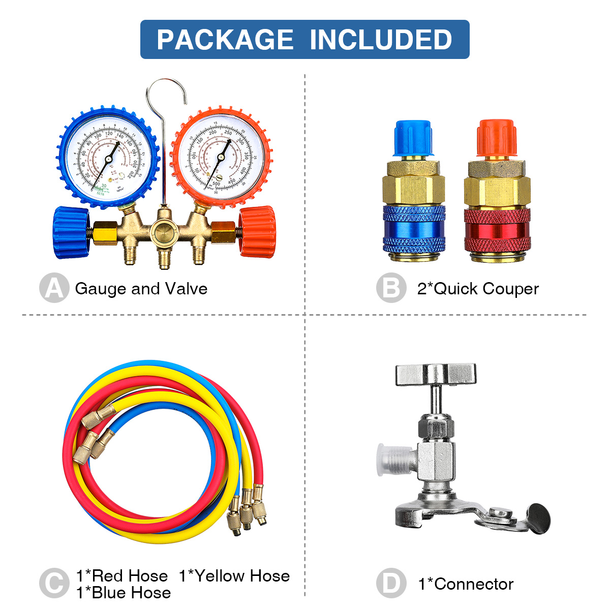 Audew AC Diagnostic Manifold Gauge Set for Freon Charging Audew AC Diagnostic Manifold Gauge Set for Freon Charging