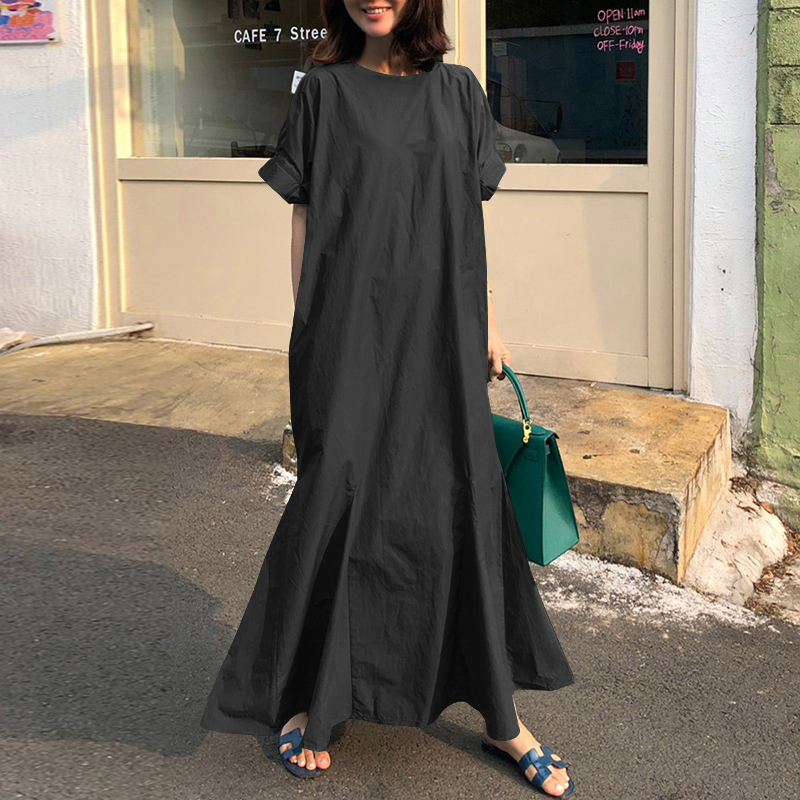 Casual Solid Buckle O Neck Long Sleeve Dresses(3 Colors) Casual Solid Buckle O Neck Long Sleeve Dresses(3 Colors)