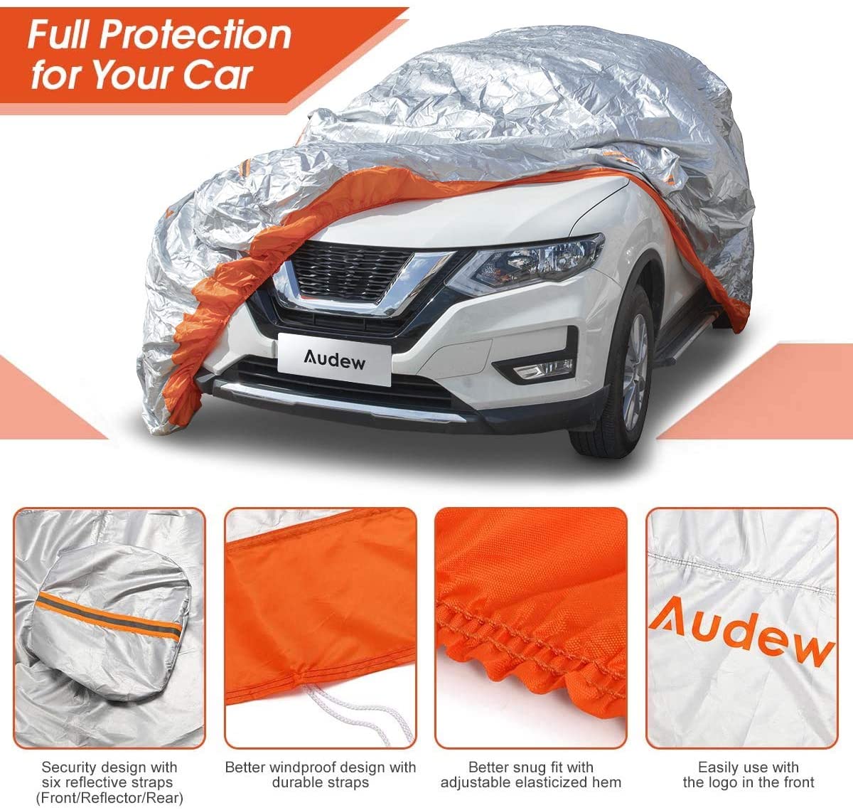 Audew 6 Layer Universal anti-UV Car Covers For Sedan, Mid-Size SUV Up ...